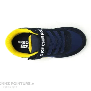 Tout neuf 😀 Bébé Skechers BOYS Retro Sneak GORVOX – Bleu Marine – Jaune – Basket 😉 Nouveau 19