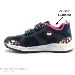 Top ventes Tout neuf 😀 Enfant Geox SHUTTLE J8206D – Bleu Rose – Pokemon – Basket LED Fille 😉 13