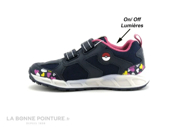 Top ventes Tout neuf 😀 Enfant Geox SHUTTLE J8206D – Bleu Rose – Pokemon – Basket LED Fille 😉 4