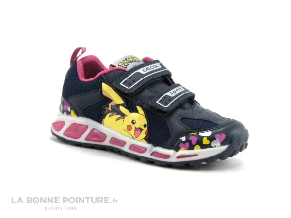 Top ventes Tout neuf 😀 Enfant Geox SHUTTLE J8206D – Bleu Rose – Pokemon – Basket LED Fille 😉 6