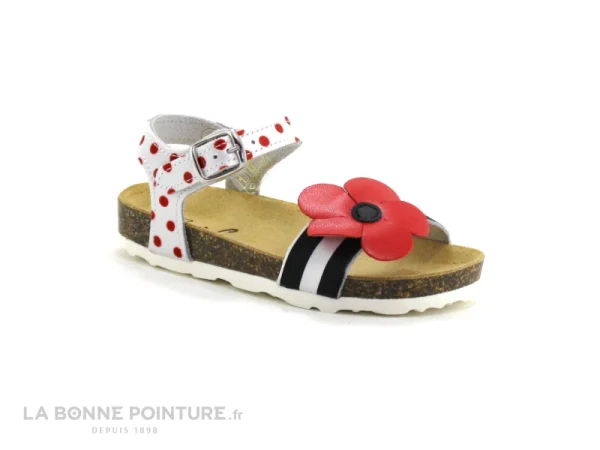 Tout neuf 🛒 Enfant Sonia C BIA – Rayures Pois Fleur – Rouge Noir Blanc – 🩴 Sandale Fille 😉 De super promotions disponibles 1