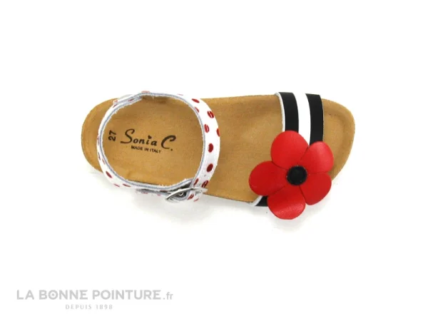 Tout neuf 🛒 Enfant Sonia C BIA – Rayures Pois Fleur – Rouge Noir Blanc – 🩴 Sandale Fille 😉 De super promotions disponibles 4