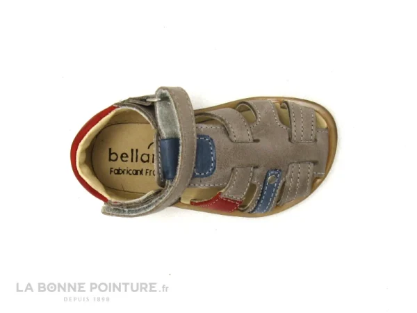 Grosses soldes 🧨 Bébé Bellamy DONJON Taupe Bleu Rouge – 275002 – 🩴 Sandale BEBE GARCON 🧨 soldes en ligne 7