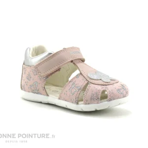 outlet Promo 😉 Bébé Geox ELTHAN Girl – B251QC – Rose Silver – 🩴 Sandale Fille 1er Pas ✔️ 16