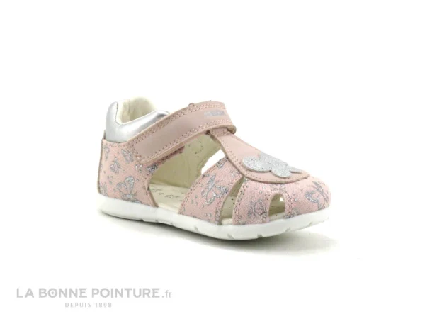 outlet Promo 😉 Bébé Geox ELTHAN Girl – B251QC – Rose Silver – 🩴 Sandale Fille 1er Pas ✔️ 6