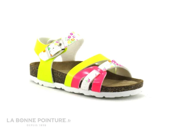 Promotio de vente Coupon 🎉 Enfant Biomodex 887 Jaune Rose Fluo – Fleurs – 🩴 Sandale Anatomique Fille 😍 1