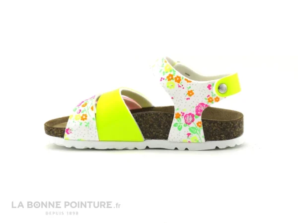 Promotio de vente Coupon 🎉 Enfant Biomodex 887 Jaune Rose Fluo – Fleurs – 🩴 Sandale Anatomique Fille 😍 3