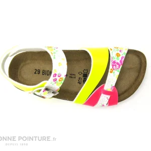 Promotio de vente Coupon 🎉 Enfant Biomodex 887 Jaune Rose Fluo – Fleurs – 🩴 Sandale Anatomique Fille 😍 10