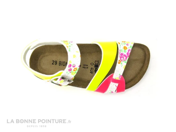 Promotio de vente Coupon 🎉 Enfant Biomodex 887 Jaune Rose Fluo – Fleurs – 🩴 Sandale Anatomique Fille 😍 4