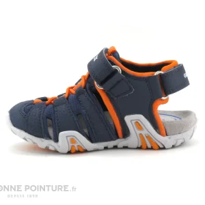 REMISE allant jusqu. Meilleure vente 🌟 Bébé Geox KRAZE B1524A Navy Orange – 🩴 Sandale Sport Enfant ❤️ 13