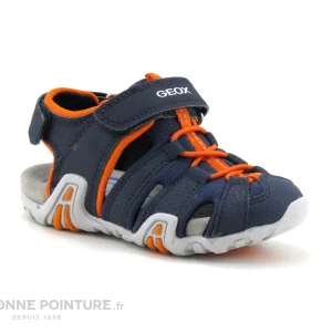 REMISE allant jusqu. Meilleure vente 🌟 Bébé Geox KRAZE B1524A Navy Orange – 🩴 Sandale Sport Enfant ❤️ 17