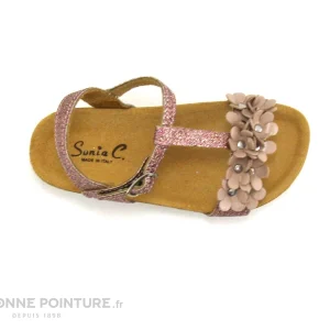 dernière tendance Meilleure affaire 🔔 Enfant Sonia C BRINA Rose – Paillettes Et Fleurs – 🩴 Sandale Fille ⭐ 10