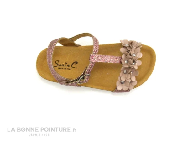 dernière tendance Meilleure affaire 🔔 Enfant Sonia C BRINA Rose – Paillettes Et Fleurs – 🩴 Sandale Fille ⭐ 4