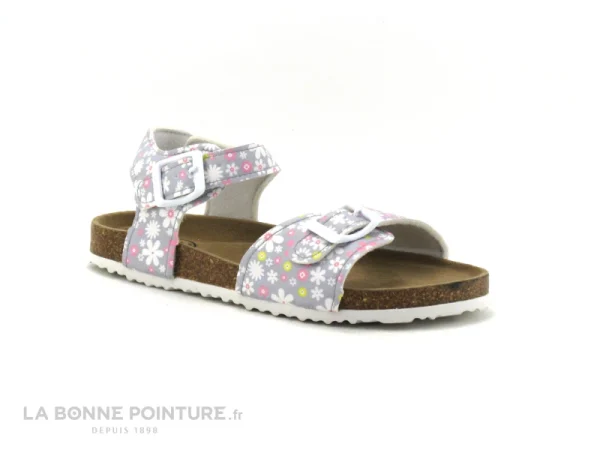 Vente flash ⌛ Enfant Chipie VACAJOU Fleurs Gris – Rose – Jaune – 🩴 Sandale Fille 🔥 achat pas cher 1