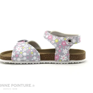 Vente flash ⌛ Enfant Chipie VACAJOU Fleurs Gris – Rose – Jaune – 🩴 Sandale Fille 🔥 achat pas cher 8