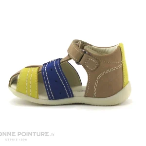 Tout neuf 🎁 Bébé Kickers BIGBAZAR Beige Jaune Marine – 🩴 Sandale BEBE 😍 ultratendance 13