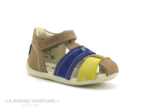 Tout neuf 🎁 Bébé Kickers BIGBAZAR Beige Jaune Marine – 🩴 Sandale BEBE 😍 ultratendance 6