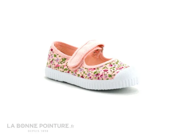 luxe soldes Le moins cher 🌟 Bébé Cienta 76999 41 Rose Fleuri – Ballerine Toile – Bride Velcro 💯 1