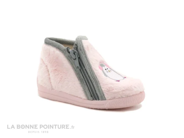 De gros ⌛ Bébé Bellamy MALOU Pingouin Rose – Pantoufle Fille Fermeture Eclair 🥰 vente luxe pas cher 1