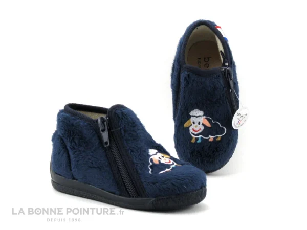 Retour Gratuit Meilleure vente 🤩 Bébé Bellamy MOUTON Marine – Chausson BEBE Avec Fermeture Eclair 🔔 1