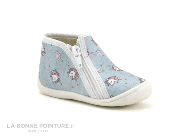 outlet soldes Les meilleures critiques de ✔️ Bébé Bellamy NORA – Licorne Ciel – Chausson BEBE Fille Avec Zip 🤩 1