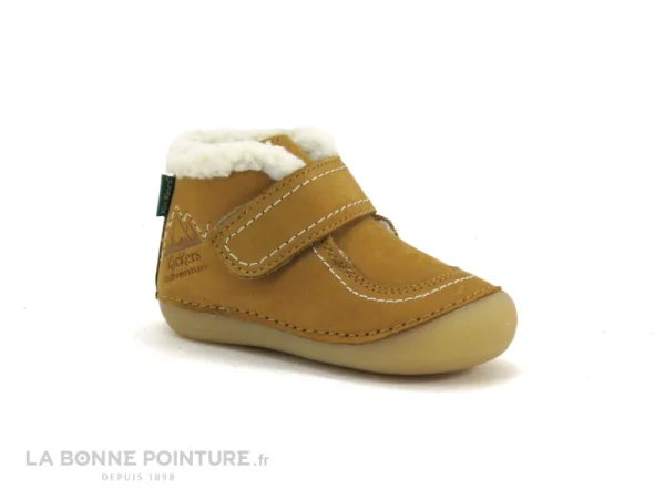 livraison la plus rapide Nouveau 🥰 Bébé Kickers SOMOONS Camel – 878501-10 – Bottine BEBE Avec Fourrure 🔥 1